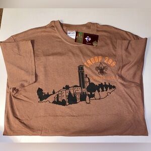 Gildan BSA Vicenza Italy Troop 295 Class B Uniform T-Shirt Europe Brown New NWT